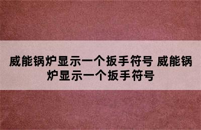 威能锅炉显示一个扳手符号 威能锅炉显示一个扳手符号